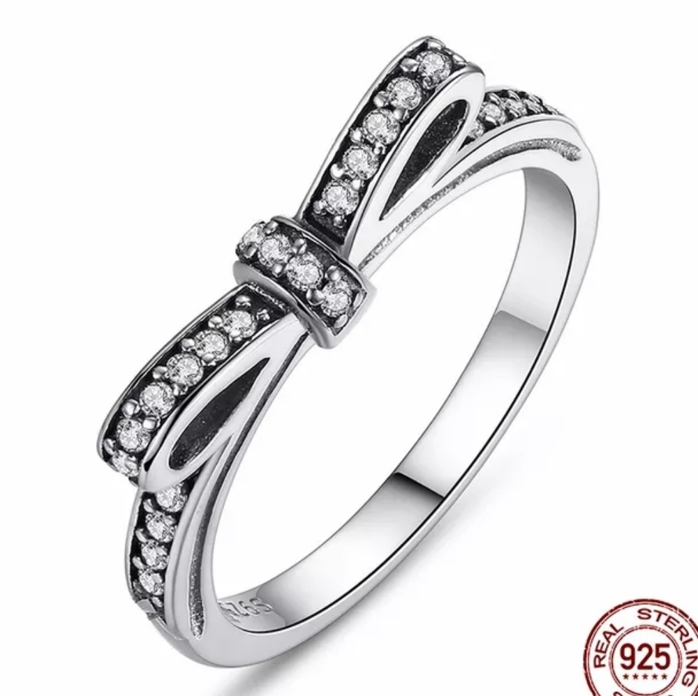 Gorgeous Bow Tie 925 SS and CZ Ring